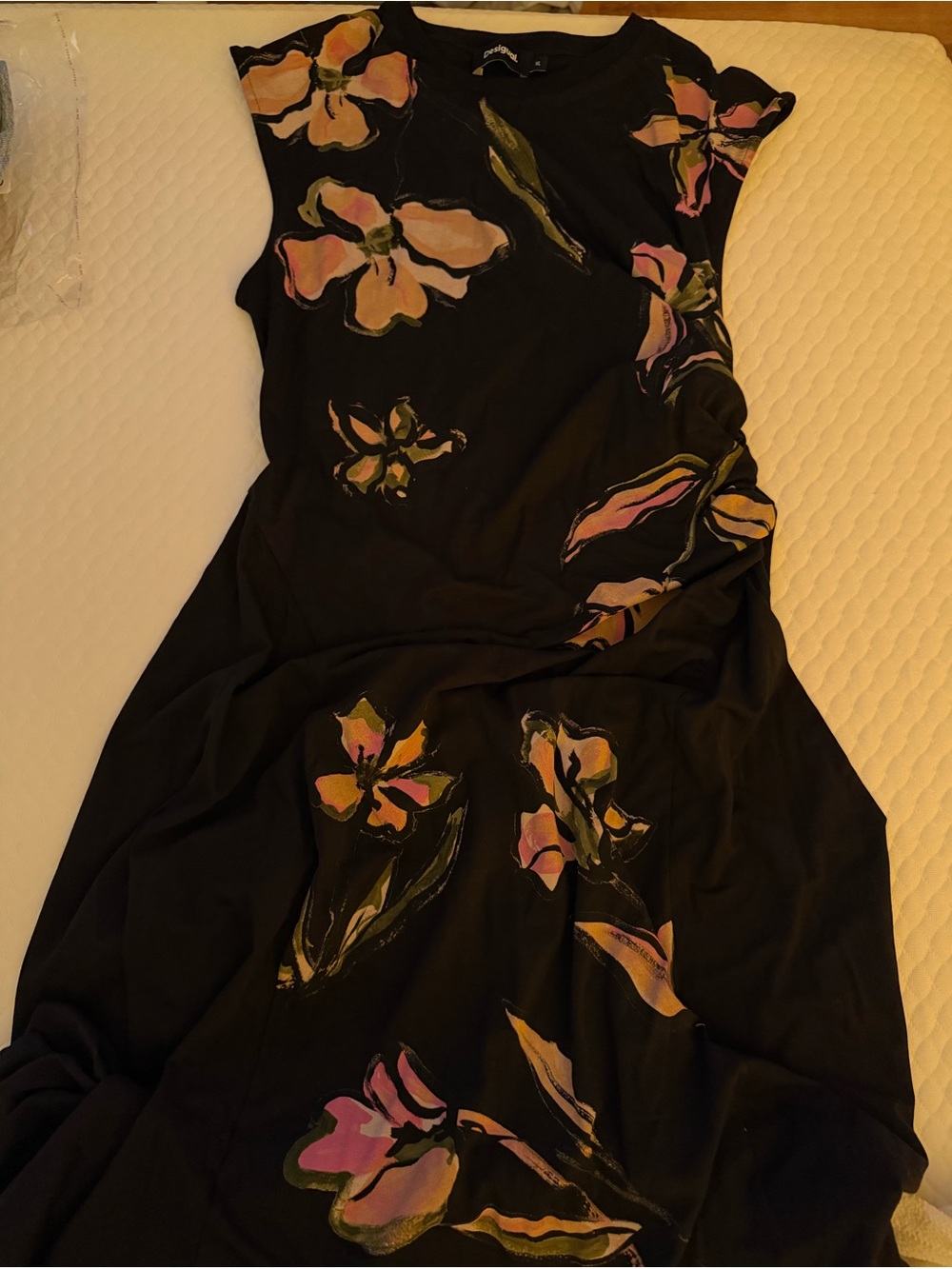 Desigual Irregular Floral Midi Dress Women’s XL Black Asymmetrical NWOT - Picture 7 of 10